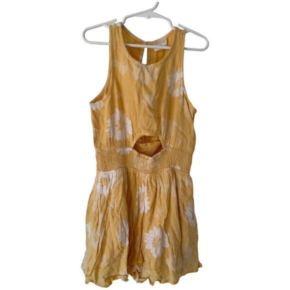 abercrombie kids Other - Abercrombie Kids Yellow Floral Cutout Romper - Size 7/8